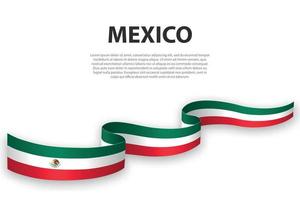 Waving ribbon or banner with flag of Mexico vector