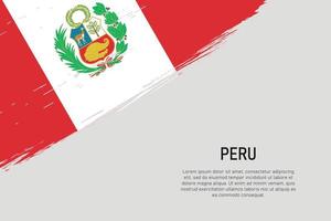 Grunge styled brush stroke background with flag of Peru vector