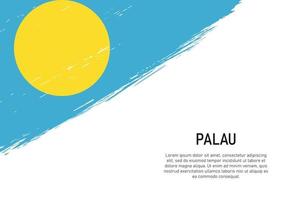 Grunge styled brush stroke background with flag of Palau vector