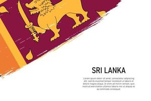 Grunge styled brush stroke background with flag of Sri Lanka vector