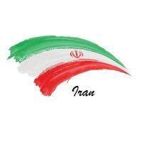 Watercolor painting flag of Iran. Brush stroke illustration vector