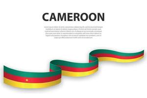 Waving ribbon or banner with flag of Cameroon vector