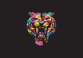 ilustración de arte pop de cabeza de tigre wpap vector