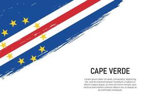 Fondo de trazo de pincel de estilo grunge con bandera de cabo verde vector