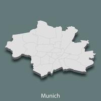 3d isometric map of Munich is a city of Germany vector