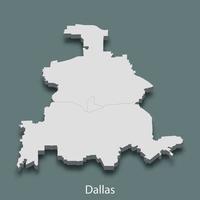 3d isometric map of Dallas is a city of United States vector