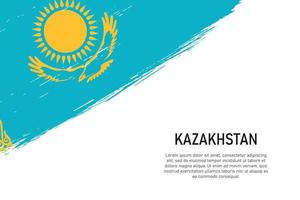 Grunge styled brush stroke background with flag of Kazakhstan vector