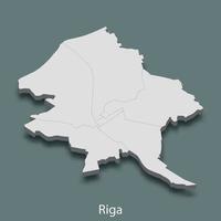 El mapa isométrico 3d de riga es una ciudad de letonia vector