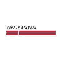 Made in Denmark, badge or label with flag isolated vector