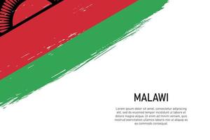 Fondo de trazo de pincel de estilo grunge con bandera de malawi vector