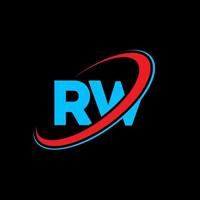 diseño del logotipo de la letra rw rw. letra inicial rw círculo vinculado en mayúsculas logotipo del monograma rojo y azul. logotipo de rw, diseño de rw. rw, rw vector