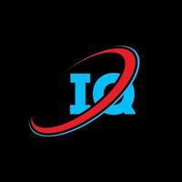 IQ logo. IQ design. Blue and red IQ letter. IQ letter logo design. Initial letter IQ linked circle uppercase monogram logo. vector