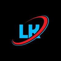 diseño del logotipo de la letra lk lk. letra inicial lk círculo vinculado en mayúsculas logo monograma rojo y azul. logotipo de lk, diseño de lk. lk, lk vector