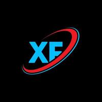 diseño del logotipo de la letra xf xf. letra inicial xf círculo vinculado en mayúsculas logo monograma rojo y azul. logotipo xf, diseño xf. xf, xf vector