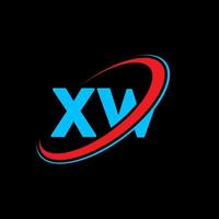 XW X W letter logo design. Initial letter XW linked circle uppercase monogram logo red and blue. XW logo, X W design. xw, x w vector