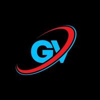 diseño del logotipo de la letra gv gv. letra inicial gv círculo vinculado en mayúsculas logo monograma rojo y azul. logotipo gv, diseño gv. gv gv vector