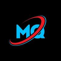 MQ logo. MQ design. Blue and red MQ letter. MQ letter logo design. Initial letter MQ linked circle uppercase monogram logo. vector