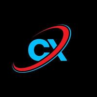 diseño del logotipo de la letra cx cx. letra inicial cx círculo vinculado en mayúsculas logo monograma rojo y azul. logotipo cx, diseño cx. cx cx vector