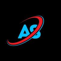 AS A S letter logo design. Initial letter AS linked circle uppercase monogram logo red and blue. AS logo, A S design. as, a s vector