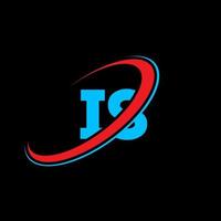 IS I S letter logo design. Initial letter IS linked circle uppercase monogram logo red and blue. IS logo, I S design. is, i s vector