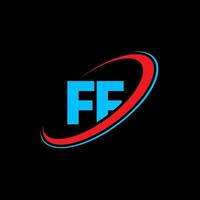 diseño del logotipo de la letra ff ff. letra inicial ff círculo vinculado en mayúsculas logo monograma rojo y azul. logotipo de ff, diseño de ff. ff, ff vector