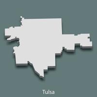 3d isometric map of Tulsa is a city of United States vector