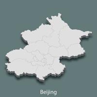 3d isometric map of Beijing is a city of China vector
