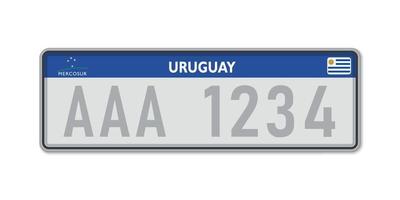 Car number plate . Vehicle registration license of Uruguay vector