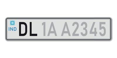 Car number plate Delhi. Vehicle registration license of India. vector