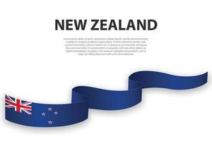 Waving ribbon or banner with flag of New Zealand vector