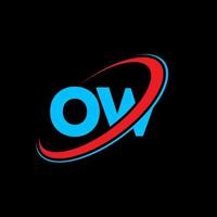 diseño de logotipo de letra ow ow. letra inicial ow círculo vinculado en mayúsculas logo monograma rojo y azul. Ay logo, ay diseño. ay, ay vector