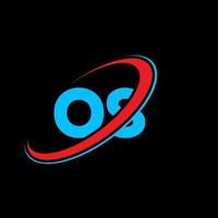 OS O S letter logo design. Initial letter OS linked circle uppercase monogram logo red and blue. OS logo, O S design. os, o s vector