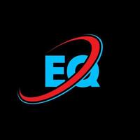 diseño del logotipo de la letra eq eq. letra inicial eq círculo vinculado mayúsculas monograma logo rojo y azul. logotipo eq, diseño eq. equivalente vector