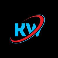 diseño del logotipo de la letra kw kw. letra inicial kw círculo vinculado en mayúsculas logo monograma rojo y azul. logotipo kw, diseño kw. kw, kw vector