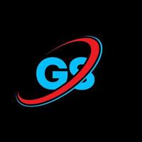 GS G S letter logo design. Initial letter GS linked circle uppercase monogram logo red and blue. GS logo, G S design. gs, g s vector
