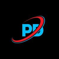 PD logo. PD design. Blue and red PD letter. PD letter logo design. Initial letter PD linked circle uppercase monogram logo. vector