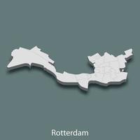 El mapa isométrico 3d de rotterdam es una ciudad de países bajos vector