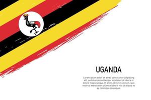 Grunge styled brush stroke background with flag of Uganda vector