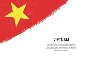 Fondo de trazo de pincel de estilo grunge con bandera de vietnam vector