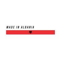 hecho en albania, placa o etiqueta con bandera aislada vector