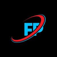 FP logo. FP design. Blue and red FP letter. FP letter logo design. Initial letter FP linked circle uppercase monogram logo. vector