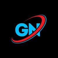 diseño del logotipo de la letra gn gn. letra inicial gn círculo vinculado en mayúsculas logo monograma rojo y azul. logotipo gn, diseño gn. gn, gn vector