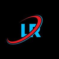 LR L R letter logo design. Initial letter LR linked circle uppercase monogram logo red and blue. LR logo, L R design. lr, l r vector