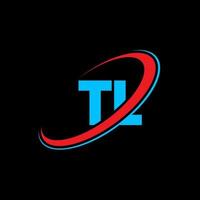 TL T L letter logo design. Initial letter TL linked circle uppercase monogram logo red and blue. TL logo, W L design. tl, t l vector