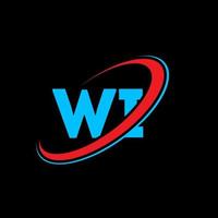 diseño del logotipo de la letra wi wi. letra inicial wi círculo vinculado en mayúsculas logo monograma rojo y azul. logotipo de wi, diseño de wi. wi, wi vector