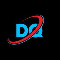 diseño del logotipo de la letra dq dq. letra inicial dq círculo vinculado en mayúsculas logo monograma rojo y azul. logotipo dq, diseño dq. dq, dq vector