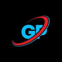 GP logo. GP design. Blue and red GP letter. GP letter logo design. Initial letter GP linked circle uppercase monogram logo. vector