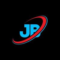 JB J B letter logo design. Initial letter JB linked circle uppercase monogram logo red and blue. JB logo, J B design. jb, j b vector