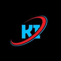 KI K I letter logo design. Initial letter KI linked circle uppercase monogram logo red and blue. KI logo, K I design. ki, k i vector