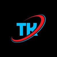 diseño del logotipo de la letra tk tk. letra inicial tk círculo vinculado en mayúsculas logo monograma rojo y azul. logotipo de tk, diseño de tk. tk, tk vector